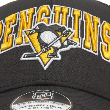 31180 Бейсболка NHL PITTSBURGH PENGUINS чёрн/жёлтая, 55-58