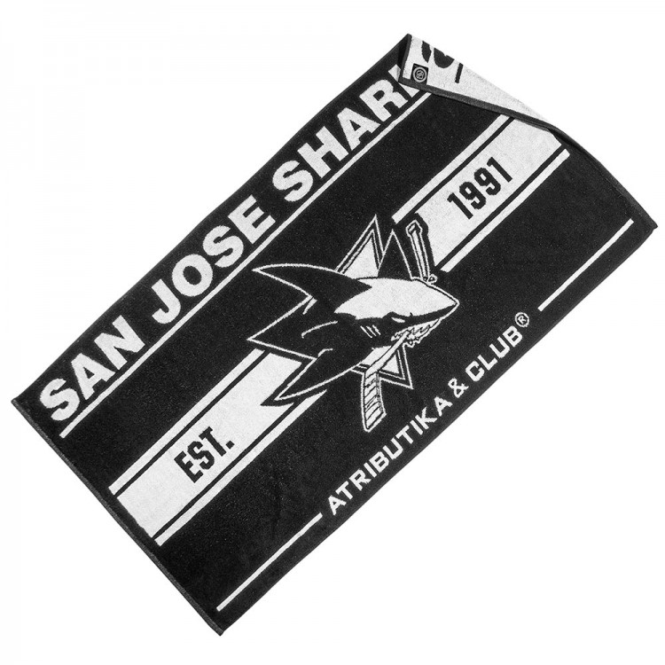 0813 Полотенце NHL SAN JOSE SHARKS (70*140) чёрн/белое